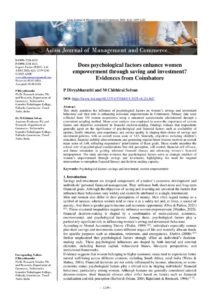 Cover of Does psychological factors enhance women empowerment through saving and investment? Evidences from Coimbatore