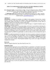Cover of Impact of Simplified Kundalini Yoga on Sinus Problem Among College Women Students