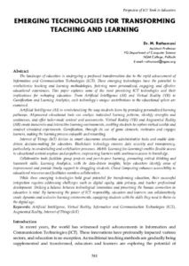 Cover of Emerging Technologies for Transforming Teaching and Learning