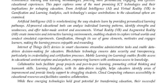 Cover: Emerging Technologies for Transforming Teaching and Learning