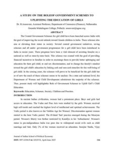 Cover of A study on the role of Government schemes to uplifting the education of Girls