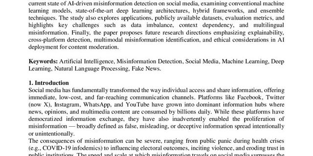 Cover: I Models for Misinformation Detection in Social Media: A Survey of Techniques, Applications, and Challenges