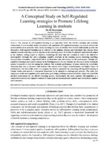 Cover of A Conceptual study on Self-Regulated Learning Strategies to Promote lifelong learning in Studies