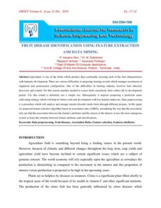 Cover of Fruit Disease Identification Using Feature Extraction and Data Mining
