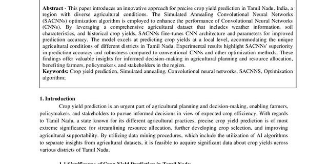 Cover: Crop Yield Prediction Using With the Simulated Annealing Convolutional Neural Networks (SACNNS) Optimization Algorithm