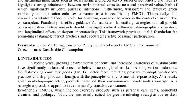 Cover: Consumer Perception of Green Marketing for Eco Friendly Fast Moving Consumer Goods: A Conceptual Framework
