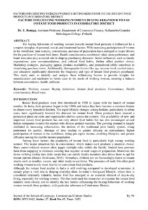Cover of Factors Influencing Working Women’s Buying Behaviour to Use Instant Food Products in Coimbatore District