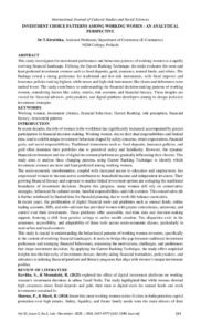 Cover of Investment Choice Patterns Among Working Women – An Analytical Perspective