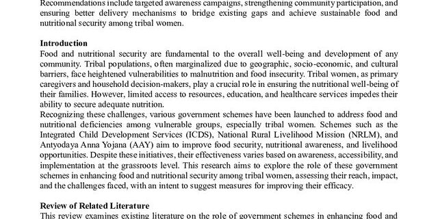 Cover: Role of Government Schemes in Enhancing Food and Nutritional Security Among Tribal Women in Coimbatore District