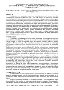 Cover of Influence of Social and Institutional Factors on Students’ Placement Anxiety