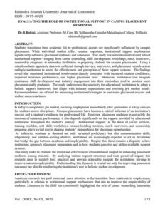 Cover of Evaluating the Role of Institutional Support in Campus Placement Readiness