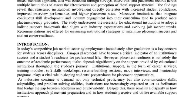 Cover: Evaluating the Role of Institutional Support in Campus Placement Readiness