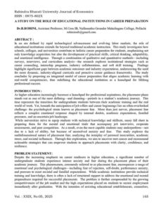 Cover of A Study on the Role of Educational Institutions in Career Preparation