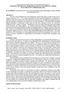 Cover of Assessing the Impact of Regional Social Factors on Career Placement of Undergraduates